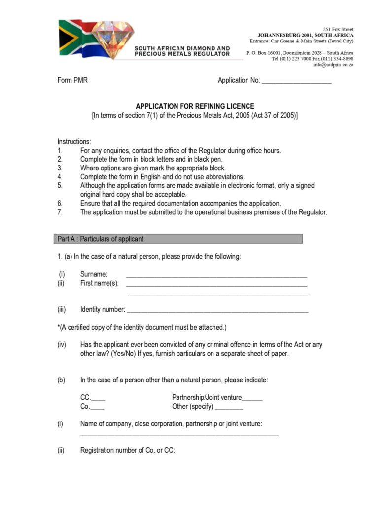 Application Refinery Licence